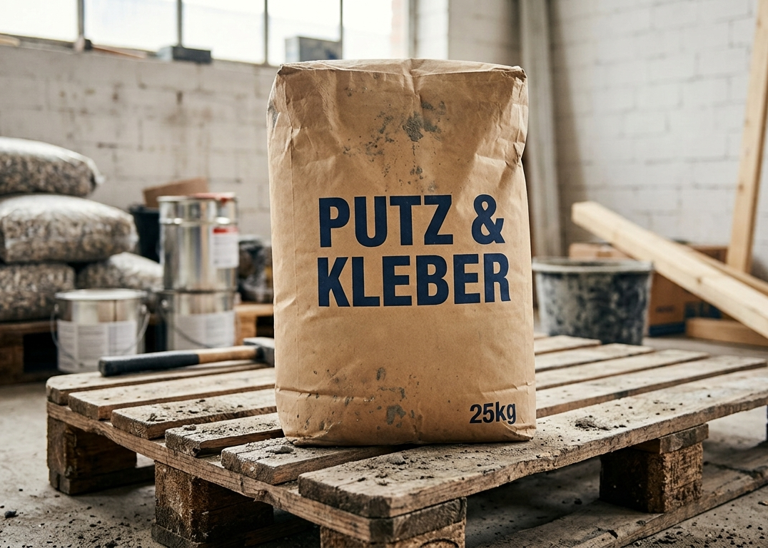 Sack mit Putz- und Spachtelmörtel